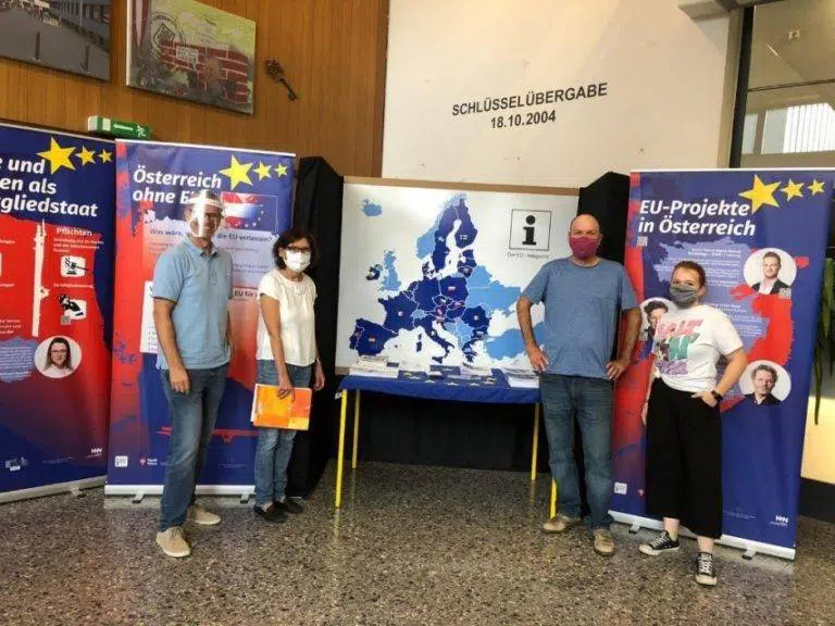 Lehrergruppe vor EU-Ausstellung