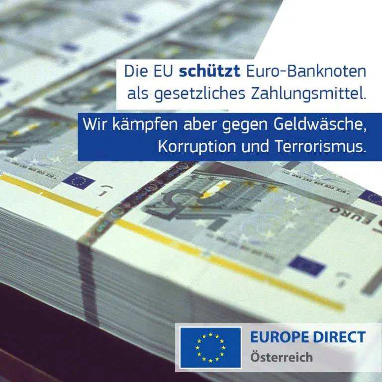 Mehr über den Artikel erfahren Die EU schützt Euro-Banknoten als gesetzliches Zahlungsmittel. „Kämpft aber vehement gegen Geldwäsche, Korruption und Terrorismus“