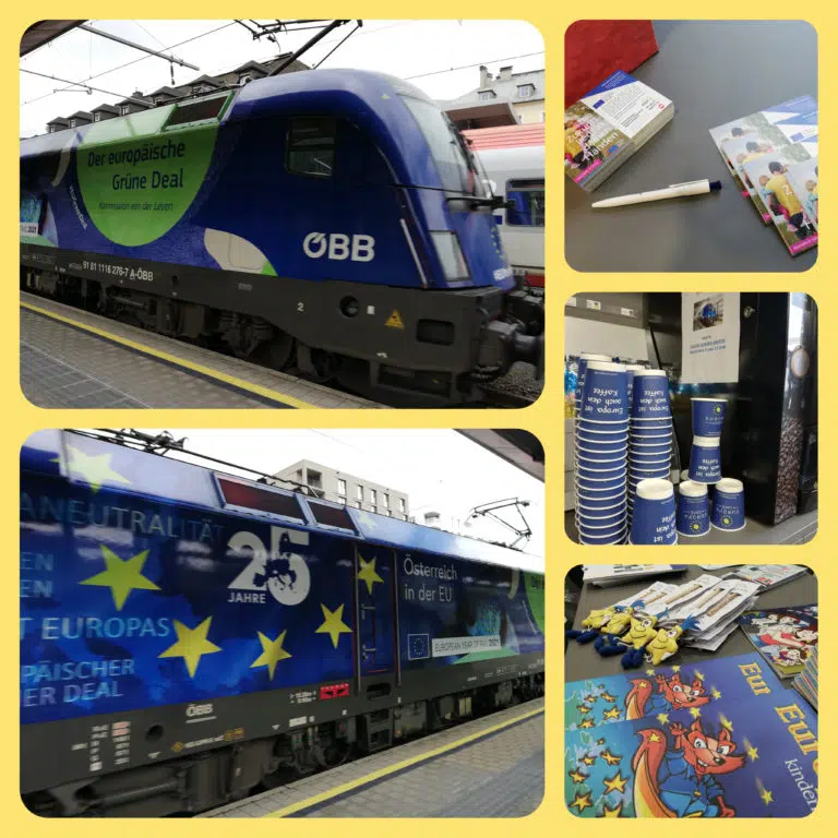 Read more about the article Europa am Zug: EU-Lok hielt am Bahnhof Bischofshofen